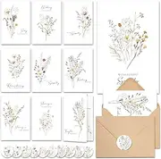 20 Pcs Sympathy Cards with Envelopes and Thoughtful Messages (4"x6") - Wildflowers Watercolor Condolences Cards - Bereavement Cards Set with Envelopes and Matching Stickers - Sympathy Cards Bulk