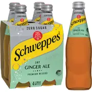 Schweppes Zero Sugar Dry Ginger Ale Soft Drink Mixers Multipack 300mL x 4 pack