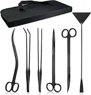 7 in 1 Aquascaping Scissor Tools Kit, Stainless Steel Aquarium Scissors Plant Tools Curved & Waved Scissor Tweezers Spatula Anti Rust Aquascape Tools for Aquariums Fish Tank, With Portable Bag