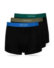 Paul Smith L96601 Mens Black Logo Waistband Tagless Trunks 3-Pack Size M