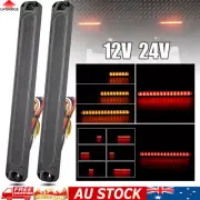 2x 9" Tray Back Ute 30LED Tail Lights Bar Slim Flowing Turn Signal Truck Trailer