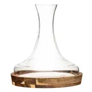 Tempa Harvey 1.6L Glass Wine Decanter Bottle Container w/ Acacia Wood Holder CLR