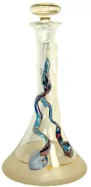 ION TAMAIAN Art Glass Hand Blown Decanter Wide Fused Glass Romania New