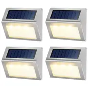 Solar Wall Light 4pcss Outdoor Waterproof 3LED Solar Fence Light Garden Wall Lamp -Warm White