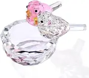 Crystal Pink Clear Birds Figurine Collectible Art Glass Animal Figurines Gifts for Women Mom, Table Centerpiece Home Decor Paperweight