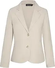 [LADI TREND] Blazers for Women Dressy Casual Ruched 3/4 Sleeve Lapel Button Work Office Cardigan Suit Jacket with Pockets