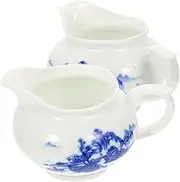 GRADENEVE 2X Milk Gravy Jugs Ceramic Sauce Boats Spout for Sauces Condiments Set of 2