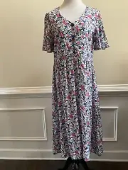 Barbour Willowherb Shirt Dress Size 6 Cottagecore Floral Midi Flutter Sleeve