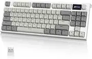 ATTACK SHARK RK86 RGB 75% Wireless Gasket Mechanical Keyboard,Triple Mode Bluetooth5.0/2.4G/USB-C 82 Keys Hot Swappable Gaming Keyboard 4000 mAH Battery w/Knob & 1.2'' HD OLED Display,Linear Switches