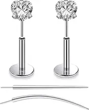 [Oicctyzio] F136 Titanium 20/18/16G Threadless Flat Back Stud Earrings Nose Rings Lip Labret Medusa Monroe Piercing Jewelry with Taper for Women Men