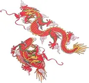 SHINEOFI 2pcs Dragon Shaped Cloth Patch Jacket Patches Clothes Embroidered Hat Sew Dragon Fabric Jacket Accessories Sewing Coat Clothes Decoration Appliques Embellishments Red Fabric