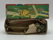 ALPS VINTAGE, TIN, FRICTION POWERED SPARKING COPTER ORIGINAL BOX NIB (1). F4