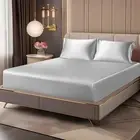 Satin Fitted Sheet and Pillowcase Set, Luxury Soft Similar to Silk Bottom Bed...