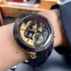 FERRARI 法拉利男錶 46mm 黑圓形精鋼錶殼 黑金色三眼, 中三針顯示, 運動錶面款 FE00042