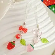 Charming Strawberry Leaf Keychain with Colorful Options for Accessories