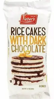Lieber's Rice Cakes Dark Chocolate Coated, 3.1 oz. (12- PACK )