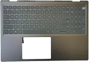 [wzqrps] New Replacement for Dell Inspiron 15Pro 5510 5515 Laptop Upper Case Palmrest Backlit Keyboard Assembly Part 06P0TG 6P0TG Gray
