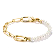 Buy Connect Charm Bracelet Paperclip with Pearls Gold by Thomas Sabo online - THOMAS SABO Australia