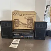 Vintage Cosmo Receiver Record Player Cassette Turn Table Nos TESTED!! In Box