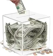 Clear Acrylic Money Saving Box, Unopenable Money Saving Box, Modern Transparent Coin Bank, Suitable for Adults, Kids & Students ﻿