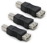 3 Pack USB 2.0 AF/BM Adapter Type A Female to USB B Print Male Adapter Connector Converter Plug