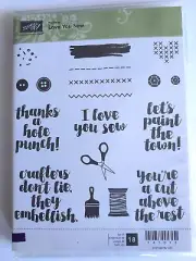 Stampin' Up! LOVE YOU SEW (18) Stamps Set-New/Retired-Scissors,Thread,Phrases++