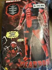 Marvel Deadpool Costume Adult XL Padded Chest With Mask