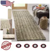 Chunky Textured Sage Jute Runner Rug - 0.75" Thick, Perfect for Living Rooms