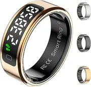Smart Ring for Women with Display Screen, Sleep Ring for Men with Heart Rate, Fitness Tracker/Step Tracker for Activity Monitoring/Steps/Calories,Wireless Charging, for iOS Android (Rosegold,10#)