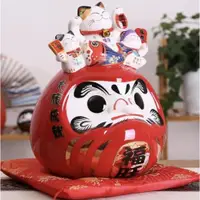 在飛比找ETMall東森購物網優惠-【保庇BOBEE】 日本工藝 好運陶瓷福旺達摩與招財貓 開運