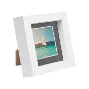 Nicola Spring 4" x 4" White 3D Box Photo Frame - 2" x 2" Mount