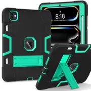 MCC Stylish Shockproof iPad Pro 13" 2024 M4 Case Cover Kids Apple 7th Gen [Black+Light Blue]