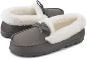 Women's Memory Foam Moccasin Slippers Micro Suede w/ Breathable Faux Fur Lining
