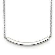 Sterling Silver Rhodium-Plated W/2In Ext. Bar Necklace