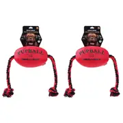 2x Paws & Claws 75cm Footy Oxford Dog Rope Toy Tugger Pupball Pet Chew Play Red