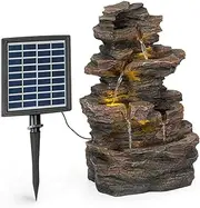 BLUMFELDT Messina Solar Powered Water Fountain for Garden, Indoor and Outdoor Fountains, Waterfall for Outside, Solar Panel: 9V/2.8W, 7 x 5.5 Inches
