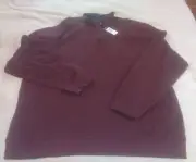 Van Heusen Big & Tall 3XLT Maroon 1/4 Zip Modern Ribbed Knit Pullover Sweater~yb