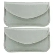 2Pcs Faraday Bags, 6.5" Signal Blocking Pouch Wallet for Car Keys, Silver-white