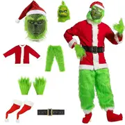 The Grinch Costume Mask Adult Santa Fancy Outfit Xmas L