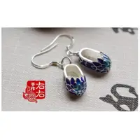 在飛比找ETMall東森購物網優惠-中國風繡花鞋景泰藍烤瓷燒藍耳環