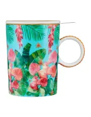 [Maxwell & Williams] Teas & C's Tropicana Lidded Mug With Infuser 340ml Gift Boxed in Blue