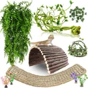 Bearded Dragon Tank Accessories, 10 PCS Reptile Hammock Plants Bridge Jungle