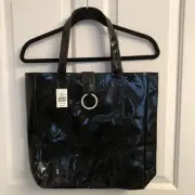 Yankee Candle BLACK PATENT TOTE HAND BAG PURSE NWT