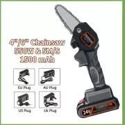 Mini Handheld 4"/6" Electric Chainsaw Chain Saw Wood Cutter Pruning Cordless