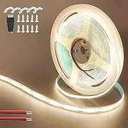 Clearhill 12V COB LED Strip Lights with Bare Wire (No Power Supply),16.4FT/5M,Natural White 4000K,320LEDs/M,8mm Width,CRI90,Electroplated Double-Sided Panel,10W/M,IP20