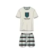 Port Adelaide Power AFL AFPOR0227 Mens Short Sleeve Check PJ Pyjama Set Size M