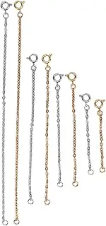 QANYEGN 8 Pcs Stainless Steel Necklace Extender Chains, Gold and Silver Jewelry Adjustment Chain, Clasp Lengthener for Necklaces