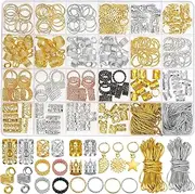 269PCS Hair Jewelry Accessories for Women Braids, Hair Loc Wire Wrapped Adornment for Dreadlock, Hair Aluminum Beads Charms Gold Braids Ring Cuffs Clips with Pendants for Hair Decorations
