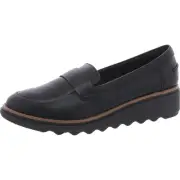 Clarks Womens Sharon Gracie Black Loafers Wedges 7.5 Medium (B,M) BHFO 5669