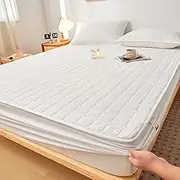 Thickened Laminated Cotton Adjustable Fitted Sheet 160x200 Quilting Process Mattress Cover Solid Color,04,180x200x30cm